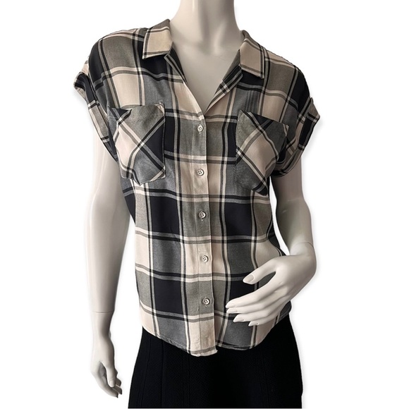 Jachs Girlfriend Quinn Button Front Flannel Top Size S - Picture 1 of 9